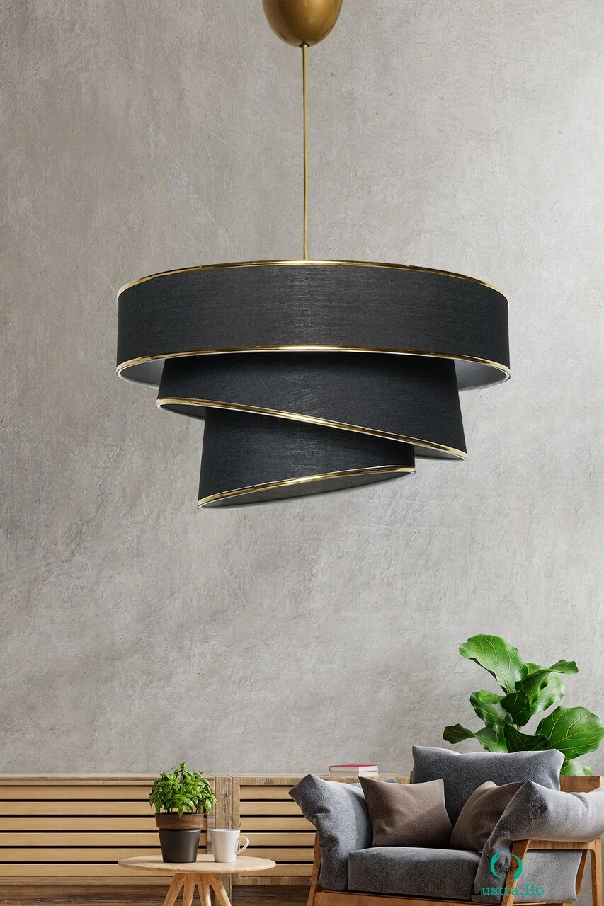 Lustra, Couper - Black, Gold, FullHouse, 40 x 40 x 72 cm, 1 x E27, 60W, negru/auriu la 197.00 lei ron
