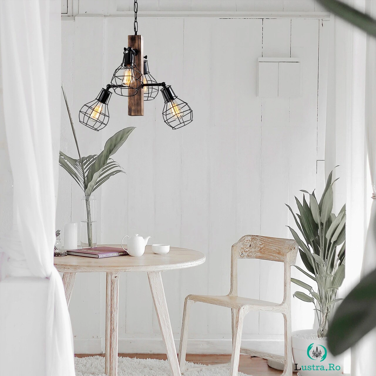 Lustra, Lustro, 521SHN3118, Corp din carpen, Negru/Lemn la 674.00 lei ron