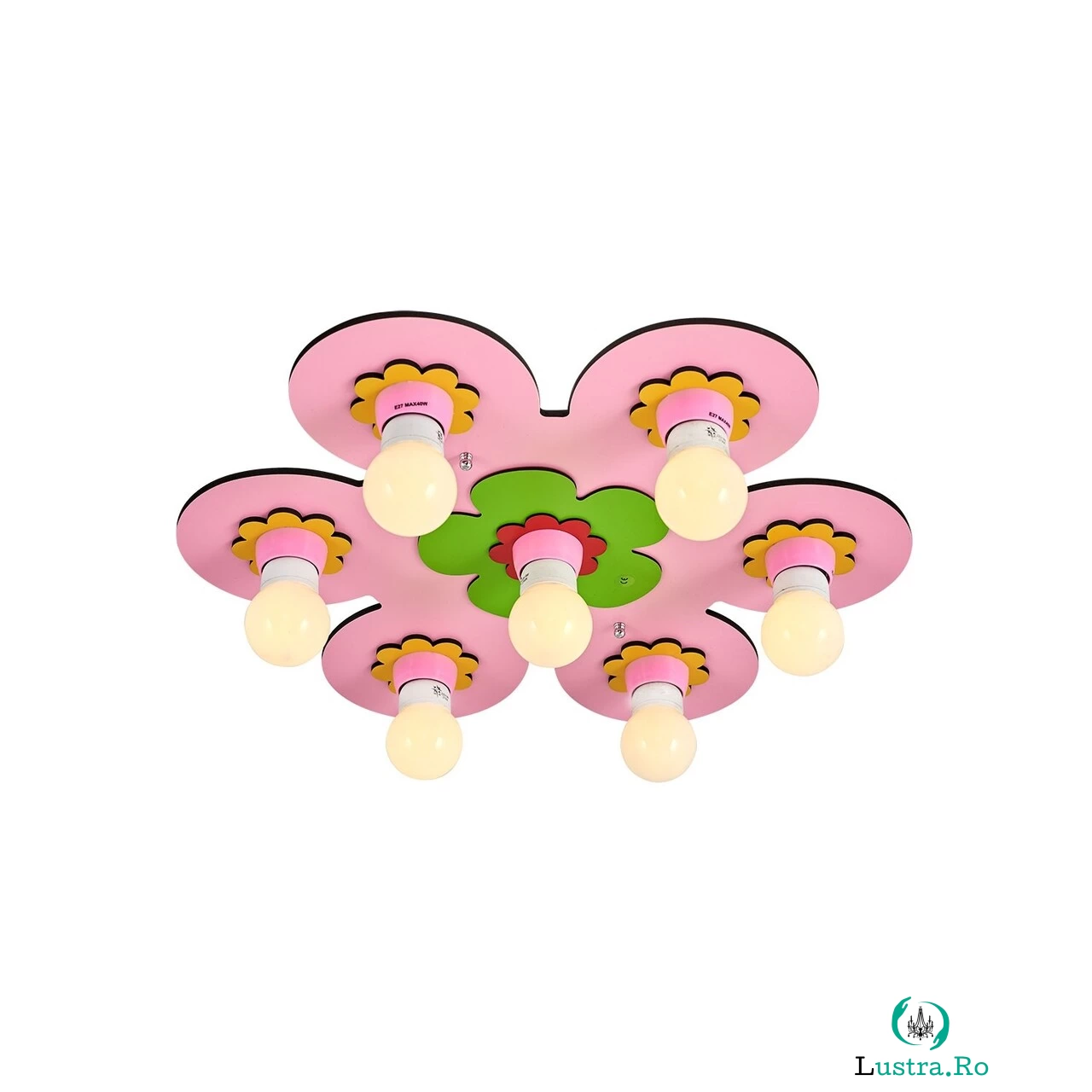 Lustra copii, L1538 - Pink, Lightric, 50 x 6 cm, 7 x E27, 24W, roz la 443.00 lei ron