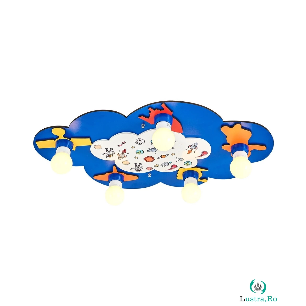 Lustra copii, L1536 - Blue, Lightric, 70 x 44 x 6 cm, 5 x E27, 24W, albastru la 427.00 lei ron