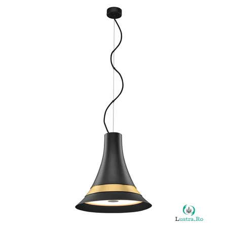 Lampa suspendata, lustra BATO 35 pandantiv, aur cu LED-uri de lumina pandantiv interior, negru / alama, LED-uri, 2700K,