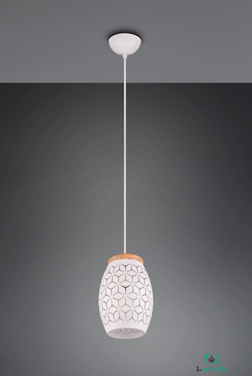 Lustra Bidar, RL, 15x150 cm, 28W, 1x E27, metal, alb mat/natur la 118.00 lei ron