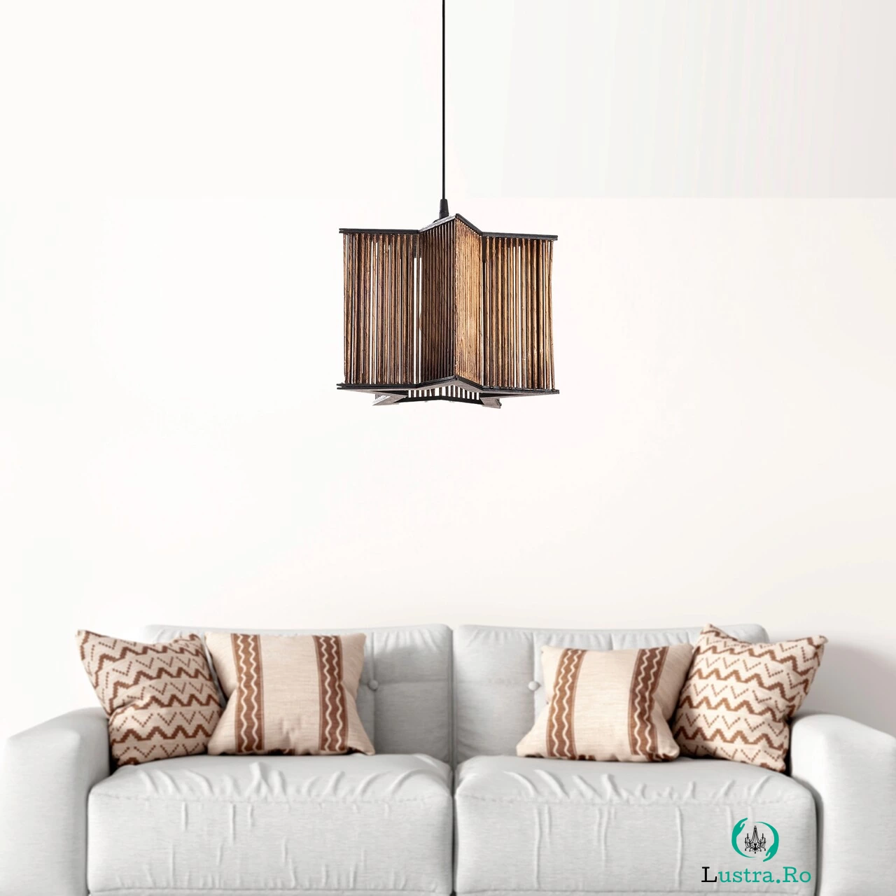 Lustra, FullHouse, 390FLH2188, Lemn, Maro antichizat la 169.00 lei ron